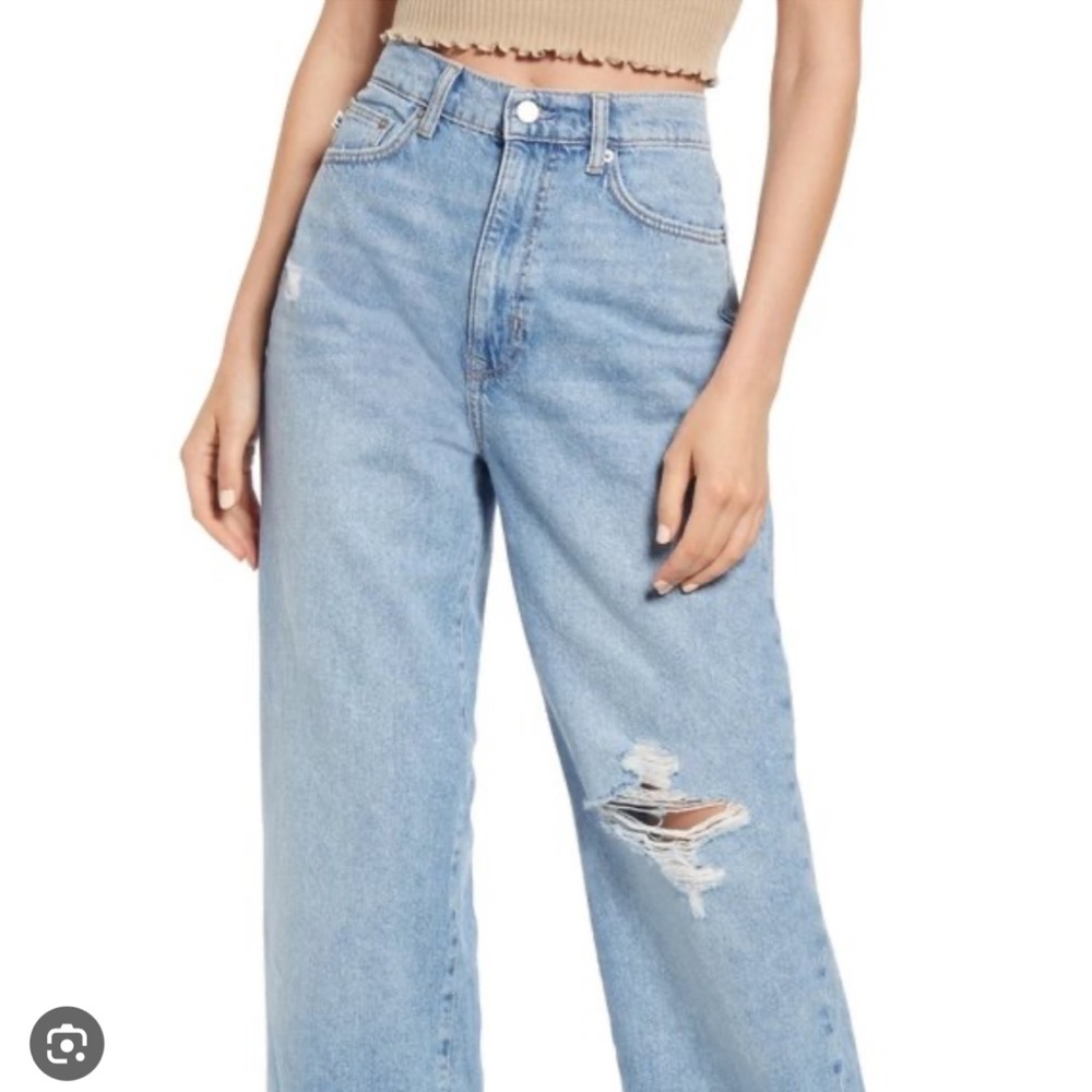Lovers + Friends Lennon Distressed High Waist Wide Leg Jeans - Lawrence